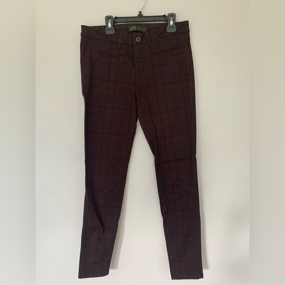 Zara plaid denim skinny jeans low rise sz us 6